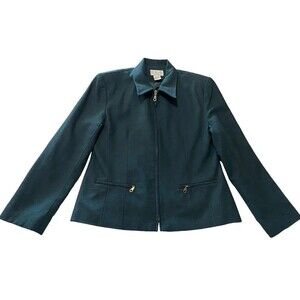 Vintage Coat 100% Silk Blazer Womens Size L Nylon Lined By Christopher And Banks